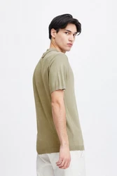 Casual Friday Poloshirt CFKarl SS Polo Knit strukturiertes Poloshirt mit Reißverschluss Khaki/Dunkelgrün