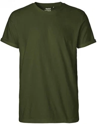 Neutral Rundhalsshirt Roll Up Sleeve T-Shirt Dunkelgrün