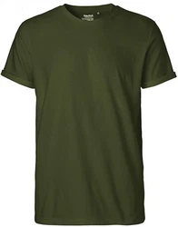 Neutral Rundhalsshirt Roll Up Sleeve T-Shirt Dunkelgrün