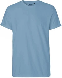 Neutral Rundhalsshirt Roll Up Sleeve T-Shirt Blau/Hellblau