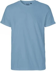 Neutral Rundhalsshirt Roll Up Sleeve T-Shirt Blau/Hellblau