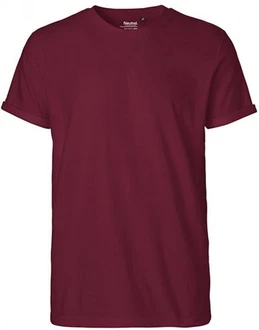 Neutral Rundhalsshirt Roll Up Sleeve T-Shirt Dunkelrot/Bordeaux/Lila