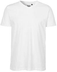 Neutral Rundhalsshirt V-neck T-Shirt Weiß/Creme/Grau
