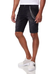 Denim House Jeansbermudas Herren Jeansshorts mit Stretch im Destroyed-Look Schwarz