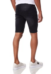Denim House Jeansbermudas Herren Jeansshorts mit Stretch im Destroyed-Look Schwarz