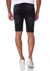Denim House Jeansbermudas Herren Jeansshorts mit Stretch im Destroyed-Look Schwarz