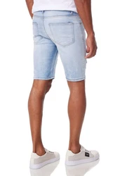 Denim House Jeansbermudas Herren Jeansshorts mit Stretch im Destroyed-Look Hellblau/Blau