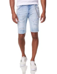 Denim House Jeansbermudas Herren Jeansshorts mit Stretch im Destroyed-Look Hellblau/Blau