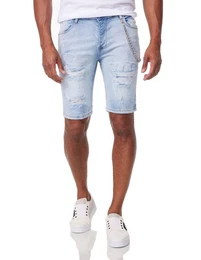 Jeansbermudas Herren Jeansshorts mit Stretch im Destroyed-Look Blue 30W