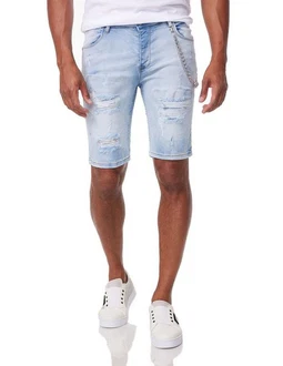 Denim House Jeansbermudas Herren Jeansshorts mit Stretch im Destroyed-Look Hellblau/Blau