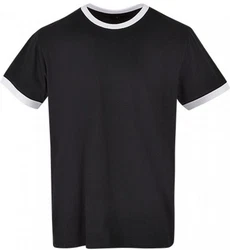 Build Your Brand Rundhalsshirt Herren Ringer T-Shirt Schwarz