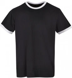 Build Your Brand Rundhalsshirt Herren Ringer T-Shirt Schwarz