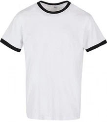 Build Your Brand Rundhalsshirt Herren Ringer T-Shirt Weiß/Schwarz/Creme