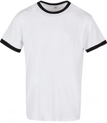 Build Your Brand Rundhalsshirt Herren Ringer T-Shirt Weiß/Schwarz/Creme