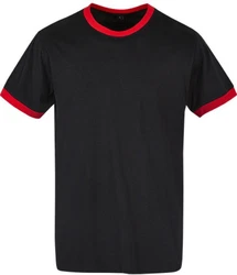 Build Your Brand Rundhalsshirt Herren Ringer T-Shirt Schwarz/Rot