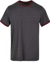 Build Your Brand Rundhalsshirt Herren Ringer T-Shirt Dunkelgrau/Dunkelrot/Hellgrau/Grau/Bordeaux/Rot
