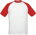 B&C Rundhalsshirt Base-Ball Herren T-Shirt Rot/Weiß