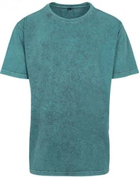 Build Your Brand Rundhalsshirt Herren Acid Washed Tee Grün/Türkis