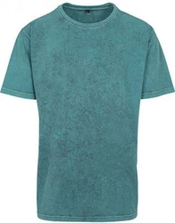 Build Your Brand Rundhalsshirt Herren Acid Washed Tee Grün/Türkis