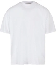 Build Your Brand Rundhalsshirt Mens Oversized Mock Neck Tee Weiß/Creme