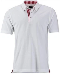 James & Nicholson Poloshirt Traditional Polo Herren Grau/Hellgrau/Rot