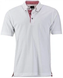 James & Nicholson Poloshirt Traditional Polo Herren Grau/Hellgrau/Rot
