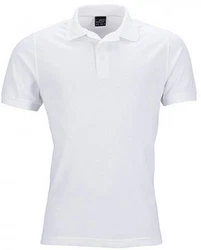 James & Nicholson Poloshirt Herren Elastic Polo Piqu Weiß/Creme/Dunkelblau