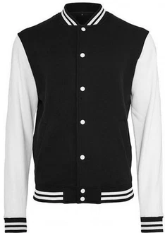 Build Your Brand Sweatjacke Sweat College Jacket Schwarz/Weiß