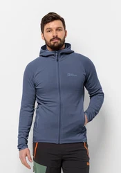 Jack Wolfskin Fleecejacke BAISELBERG HOODED FZ Dunkelblau/Grau/Blau