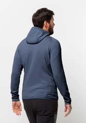 Jack Wolfskin Fleecejacke BAISELBERG HOODED FZ Dunkelblau/Grau/Blau