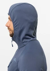 Jack Wolfskin Fleecejacke KOLBENBERG HOODED FZ Dunkelblau/Grau/Hellblau/Blau