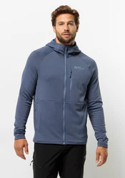 Jack Wolfskin Fleecejacke KOLBENBERG HOODED FZ Dunkelblau/Grau/Hellblau/Blau
