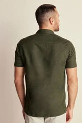 Next Kurzarmhemd aus Leinengemisch Dunkelgrün/Grün/Khaki