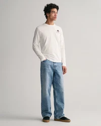 GANT Herren Langarmshirt REGULAR SHIELD LS Weiß