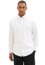 TOM TAILOR Langarmhemd Weiß/Creme/Rot