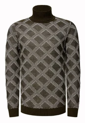 Rusty Neal Rollkragenpullover Dunkelgrün/Grau/Schwarz/Dunkelgrau