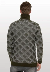 Rusty Neal Rollkragenpullover Dunkelgrün/Grau/Schwarz/Dunkelgrau