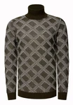 Rusty Neal Rollkragenpullover Dunkelgrün/Grau/Schwarz/Dunkelgrau