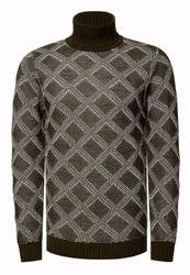 Rusty Neal Rollkragenpullover Dunkelgrün/Grau/Schwarz/Dunkelgrau