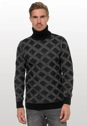 Rusty Neal Rollkragenpullover Schwarz/Grau