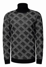 Rollkragenpullover mit stylischem Karo-Muster