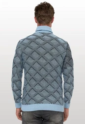 Rusty Neal Rollkragenpullover Grau/Blau/Hellblau