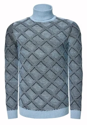 Rusty Neal Rollkragenpullover Grau/Blau/Hellblau