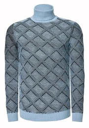 Rollkragenpullover mit stylischem Karo-Muster