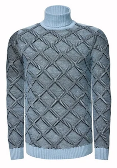 Rusty Neal Rollkragenpullover Grau/Blau/Hellblau