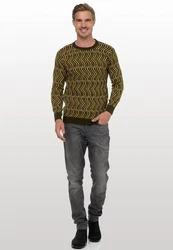 Rusty Neal Strickpullover Design Dunkelgrün/Neonfarben/Gelb/Grün