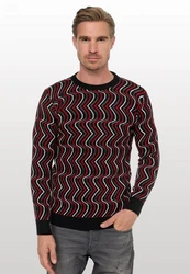 Rusty Neal Strickpullover Design Dunkelrot/Bordeaux/Rot/Braun