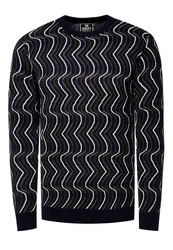Rusty Neal Strickpullover Design Dunkelblau/Schwarz/Blau/Gelb/Hellblau