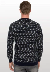 Rusty Neal Strickpullover Design Dunkelblau/Schwarz/Blau/Gelb/Hellblau