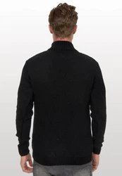 Rusty Neal Strickjacke mit Stehkragen Schwarz/Dunkelgrau